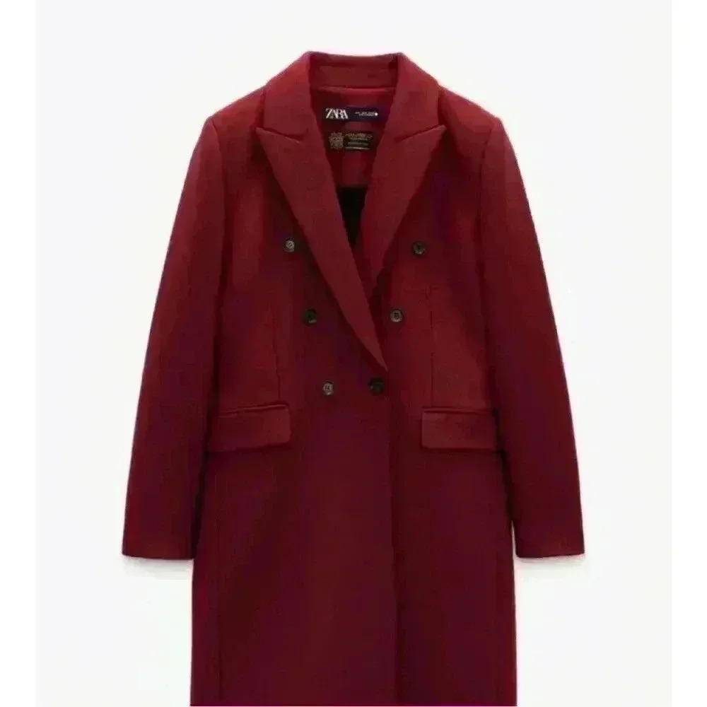 ✨SALE Zara Double Breasted Wool Blend Coat Manteco Size M - Picture 6 of 11